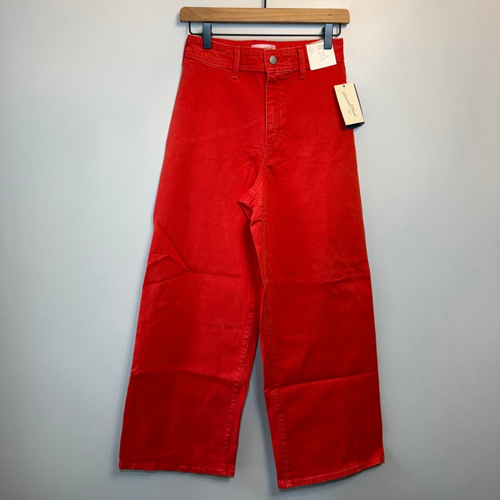 Universal Thread Sailor Wide Leg High Rise Jeans Red Women's Size 2 NEW
